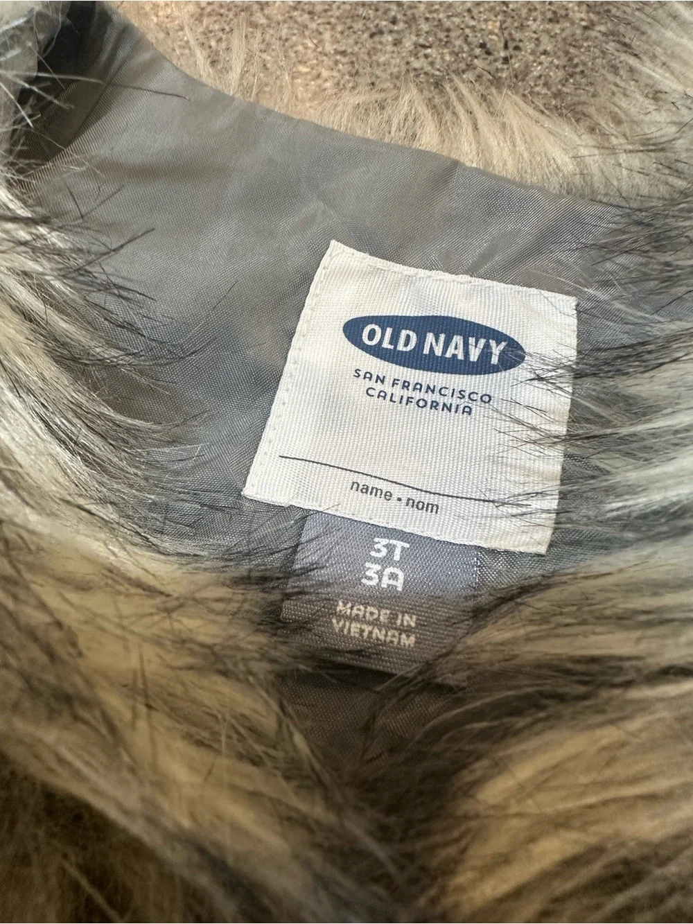Old Navy Faux Fur Vest in Gray and Beige